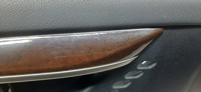 Door trim card front left Lexus ES300h ES350 13-18 black with black insert leather, armrest leather, molding under wood gloss, under seat memory, scuffs, scratches