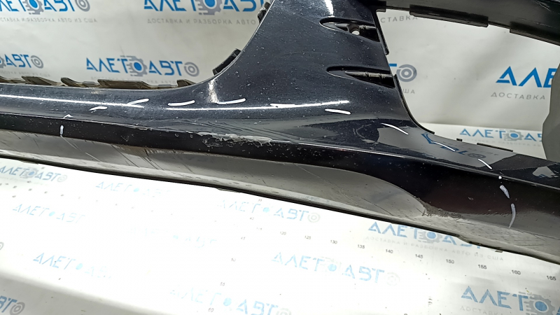 Bare front bumper Audi A6 C7 12-15 pre-rest, for parking sensors, black, painted, pressed, scratches, crack in mount
