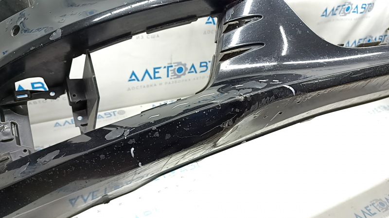 Bare front bumper Audi A6 C7 12-15 pre-rest, for parking sensors, black, painted, pressed, scratches, crack in mount