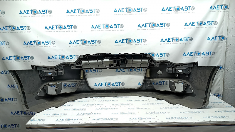 Bare front bumper Audi A6 C7 12-15 pre-rest, for parking sensors, black, painted, pressed, scratches, crack in mount
