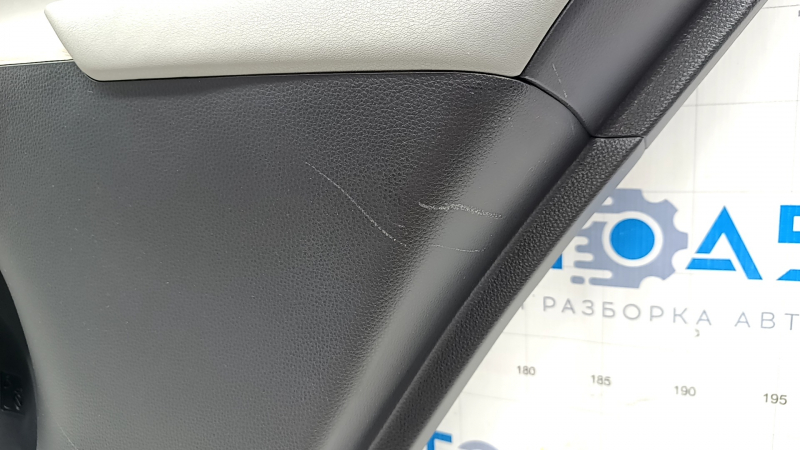 Door trim card rear right Toyota Venza 23 - leather, black-gray, wood insert, scratches
