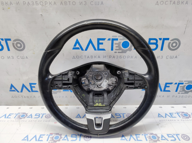 Naked steering wheel VW Passat b7 12-15 USA leather, black, scratches, small bumps, worn