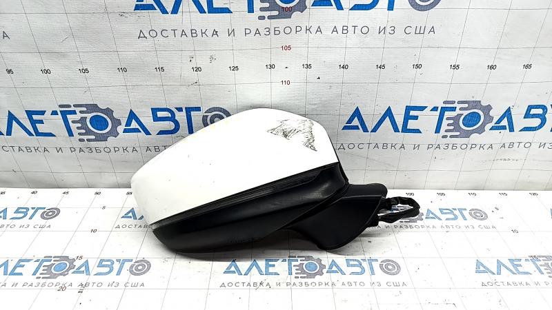 Right side mirror Mazda CX-9 16- 7 pins, BSM, turn signal, white, broken housing, cracks