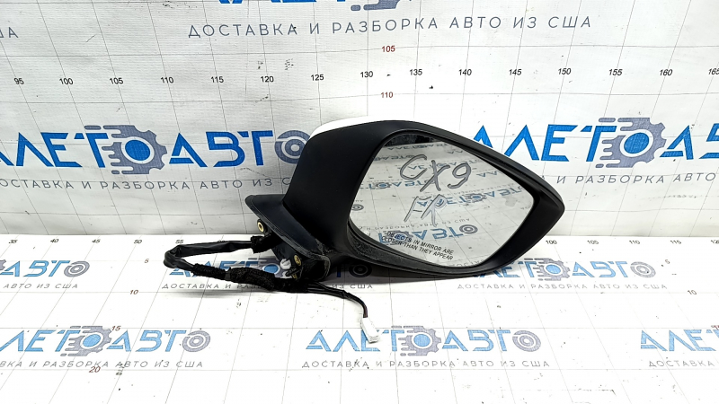 Right side mirror Mazda CX-9 16- 7 pins, BSM, turn signal, white, broken housing, cracks