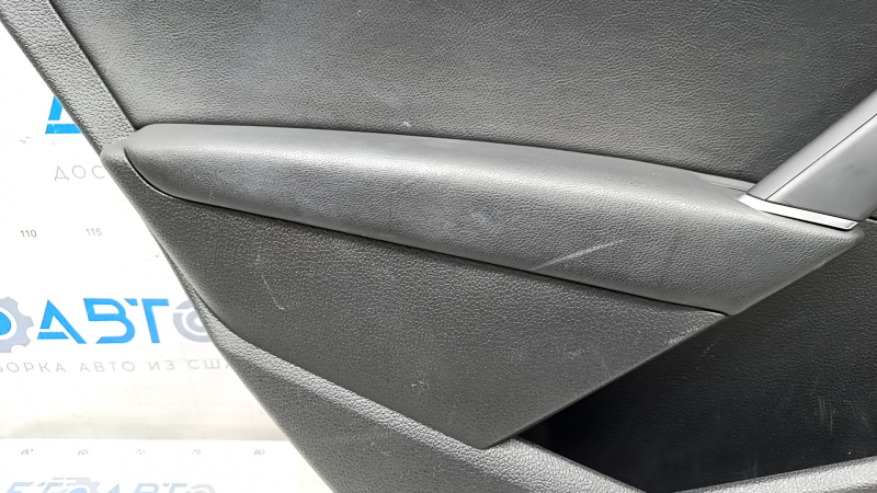 Door trim card rear left VW Passat b8 16-19 USA black leather with dark gray wood trim, scratches