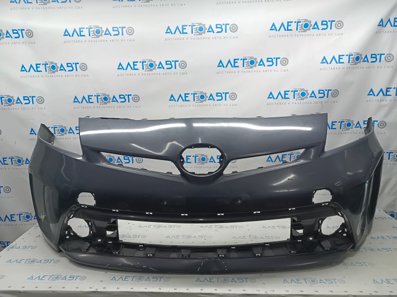 Front bumper bare Toyota Prius 30 13-15 rest, graphite, dented, tear, pressed, fracture crepe, scratches