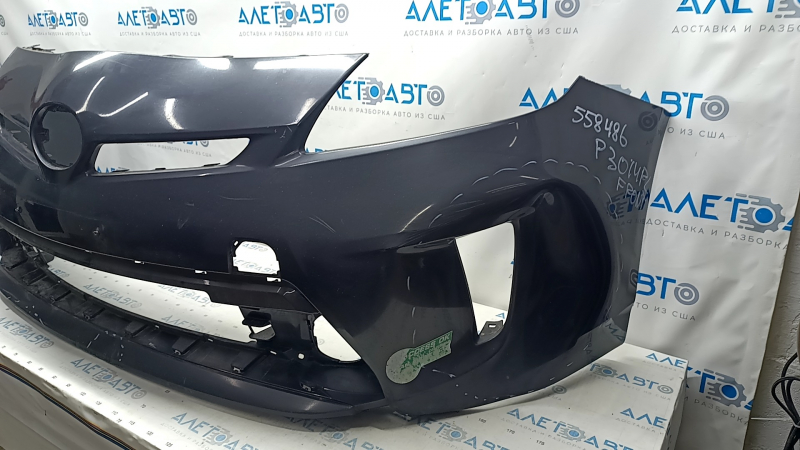 Front bumper bare Toyota Prius 30 13-15 rest, graphite, dented, tear, pressed, fracture crepe, scratches
