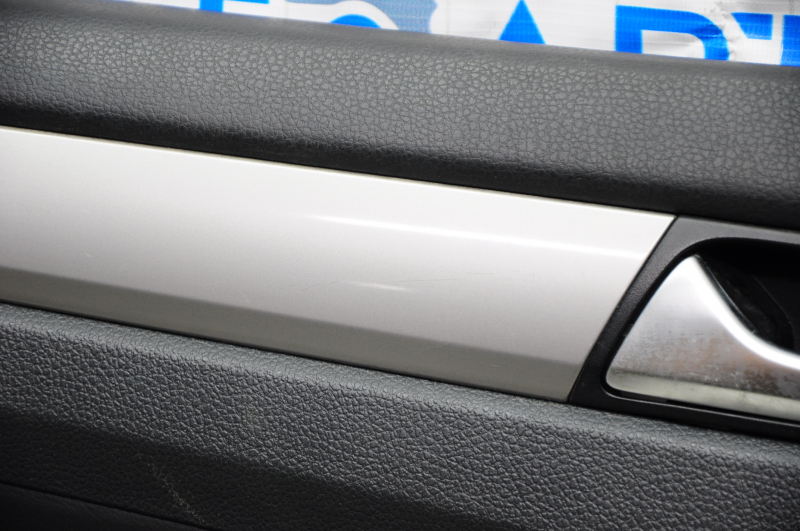 Door trim card front left VW Passat b7 12-15 USA black with black insert leather, armrest leather, molding gray gloss, tears, broken crepe, scratches