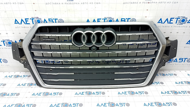 Radiator grill assembly Audi Q7 16-19 gray, for camera, for parking sensors, sand