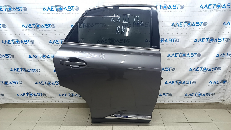 Door assembly rear right Lexus RX450h 10-15 hybrid, graphite 1H9, scratches on handle