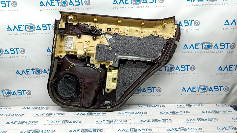 Door trim card rear left Lexus RX350 RX450h 16-17 leather brown + beige, insert for light wood, scratches