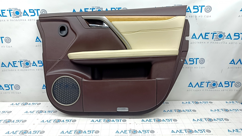 Door trim card front right Lexus RX350 RX450h 16-22 leather brown + beige, insert for light wood