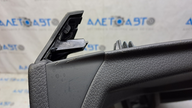 Door trim card front left Audi Q5 80A 18-20 black with wood insert, brown armrest, scratches, internal crack of the lining, armrest seam came apart