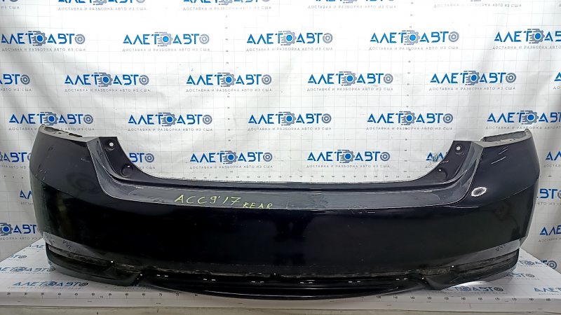 Rear bumper bare Honda Accord 16-17 rest, black, scratches, broken mount