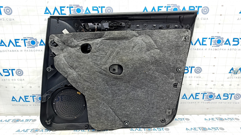 Door trim card front left Audi Q5 8R 09-17 black, insert black, armrest rubber, molding under wood gloss, Bang and Olufsen, broken crepe, scratches