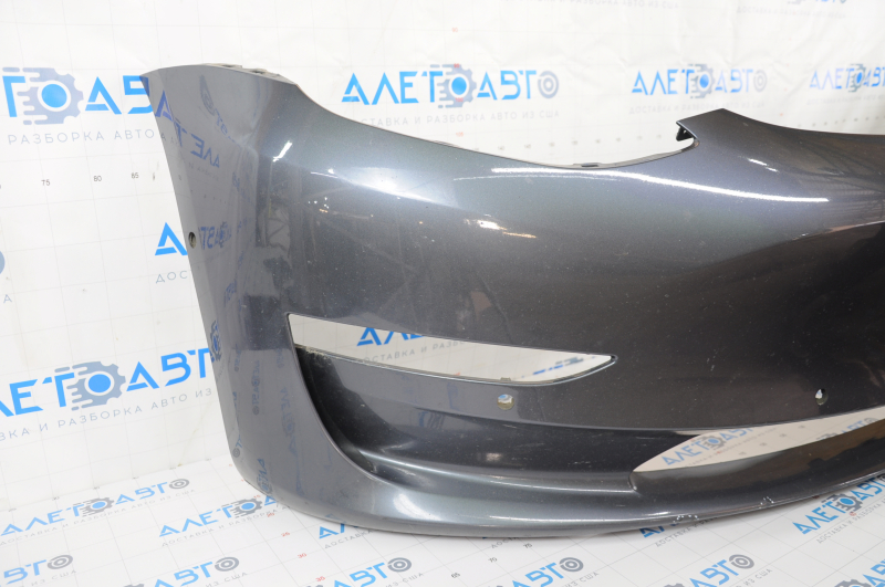 Front bare bumper Tesla Model 3 18 - for parking sensors graphite PMNG, scratches, torn fastener