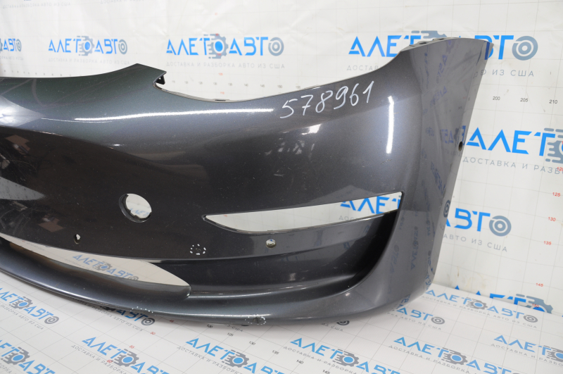 Front bare bumper Tesla Model 3 18 - for parking sensors graphite PMNG, scratches, torn fastener