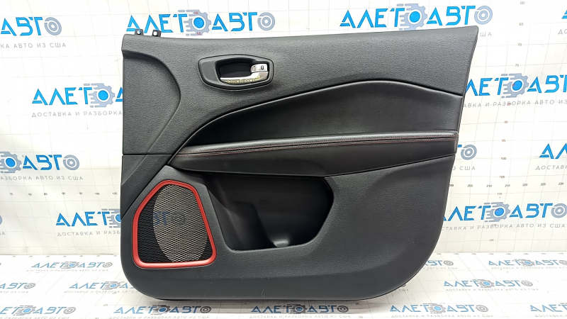 Door trim card front right Jeep Compass 17-21 leather black with red stitching, Trailhawk, scratches