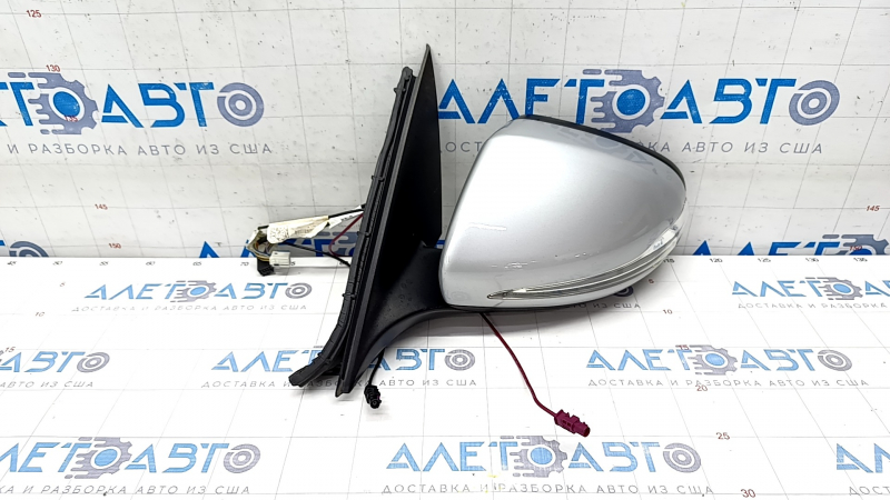 Side mirror left Mercedes C-class W205 15-18 turn signal, heated, auto-dimming, BSM, 10+8+2+2 pins, silver, scratches