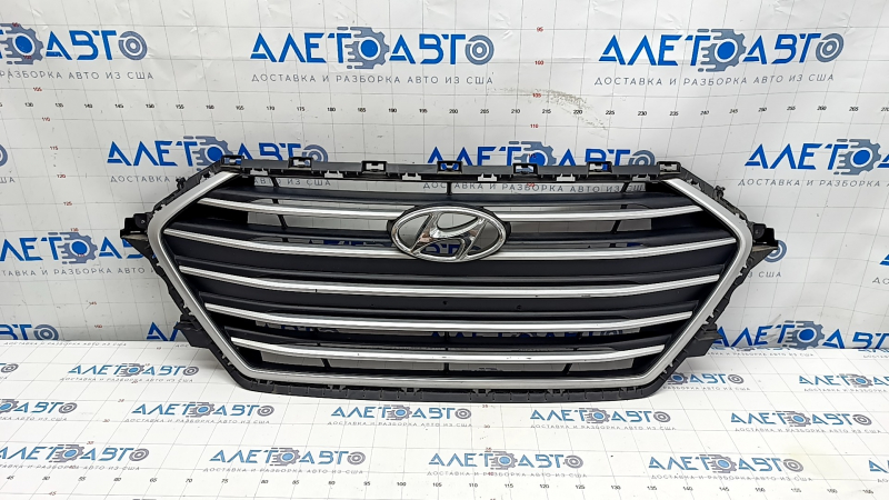 Radiator grill grill Hyundai Elantra AD 17-18 prerest, matte chrome, with emblem, scratches, sand, non-factory holes