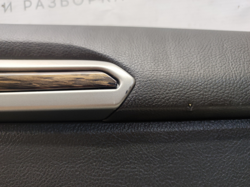 Door trim card rear right Ford Fusion mk5 13-16 black with black insert leather, armrest leather, molding under wood gloss, scratches, bumps