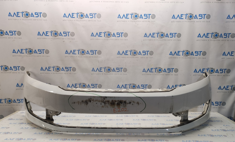 Bare front bumper VW Passat b7 12-15 USA, white LB9A, scratches, non-factory holes