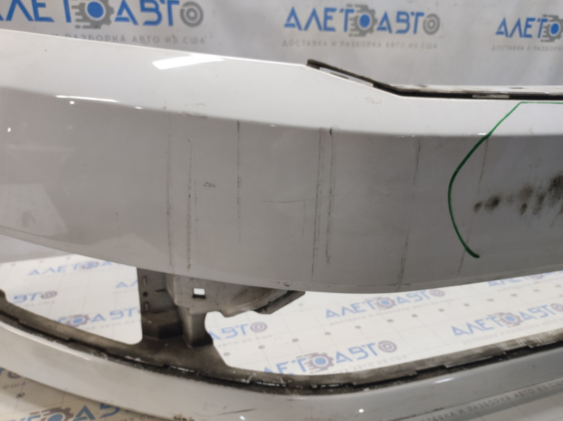 Bare front bumper VW Passat b7 12-15 USA, white LB9A, scratches, non-factory holes