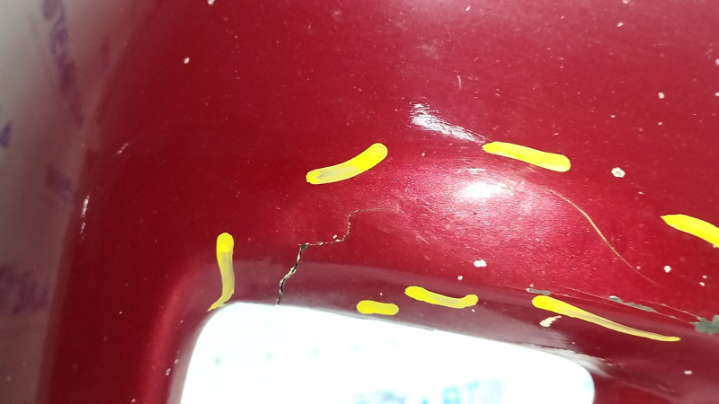 Front bumper bare Toyota Prius 30 13-15 rest, red, dented, cracks, rubbed, tears, missing fragment, non-factory holes