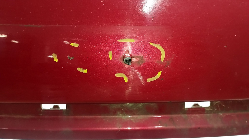 Front bumper bare Toyota Prius 30 13-15 rest, red, dented, cracks, rubbed, tears, missing fragment, non-factory holes