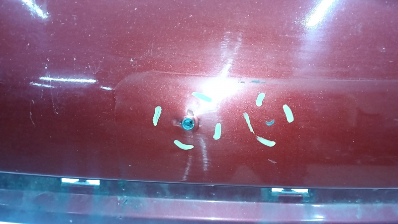 Front bumper bare Toyota Prius 30 13-15 rest, red, dented, cracks, rubbed, tears, missing fragment, non-factory holes