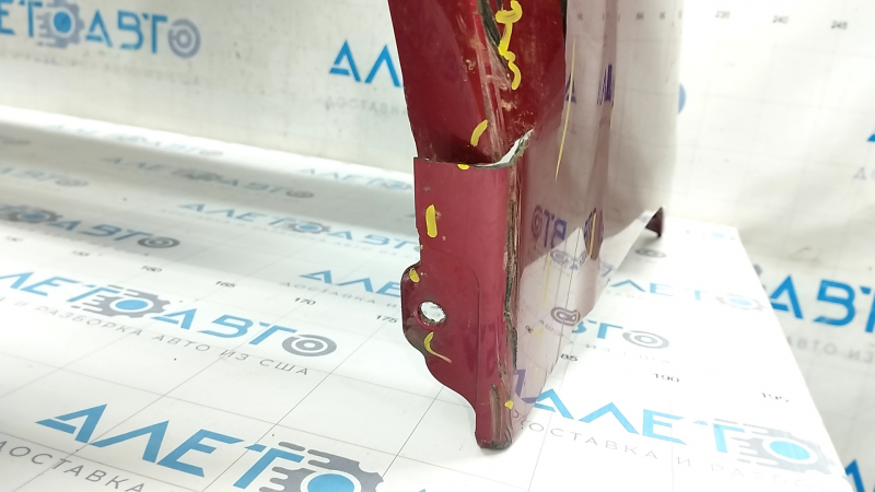 Front bumper bare Toyota Prius 30 13-15 rest, red, dented, cracks, rubbed, tears, missing fragment, non-factory holes