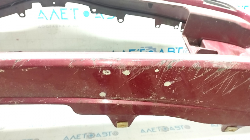 Front bumper bare Toyota Prius 30 13-15 rest, red, dented, cracks, rubbed, tears, missing fragment, non-factory holes