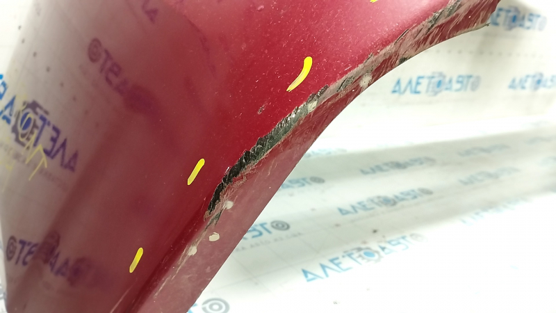 Front bumper bare Toyota Prius 30 13-15 rest, red, dented, cracks, rubbed, tears, missing fragment, non-factory holes