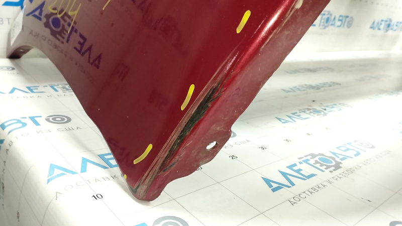 Front bumper bare Toyota Prius 30 13-15 rest, red, dented, cracks, rubbed, tears, missing fragment, non-factory holes