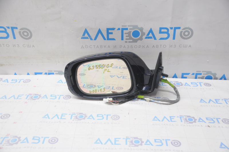 Left side mirror Lexus GS350 GS450h 08-11 14 pins, turn signal, heated, auto folding, blue, broken turn signal
