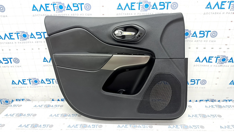 Door trim card front left Jeep Cherokee KL 19- black with black insert leather, armrest leather, dent