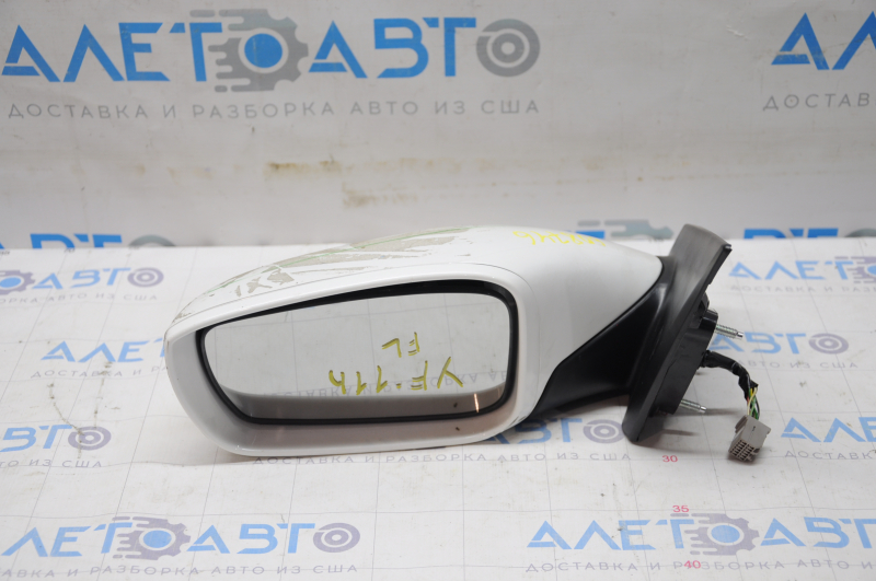 Side mirror left Hyundai Sonata 11-15 7 pins, turn signal, white, broken cover and turn signal