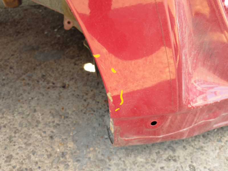 Quarter wing rear right Toyota Prius 30 10-15 red, on the body, bumps