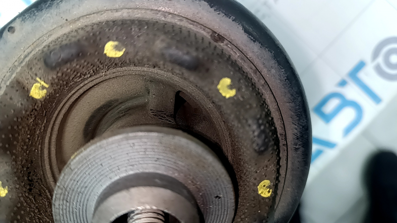 Rear subframe of Infiniti QX50 19- AWD, silent blocks cracked, fastening ear dented