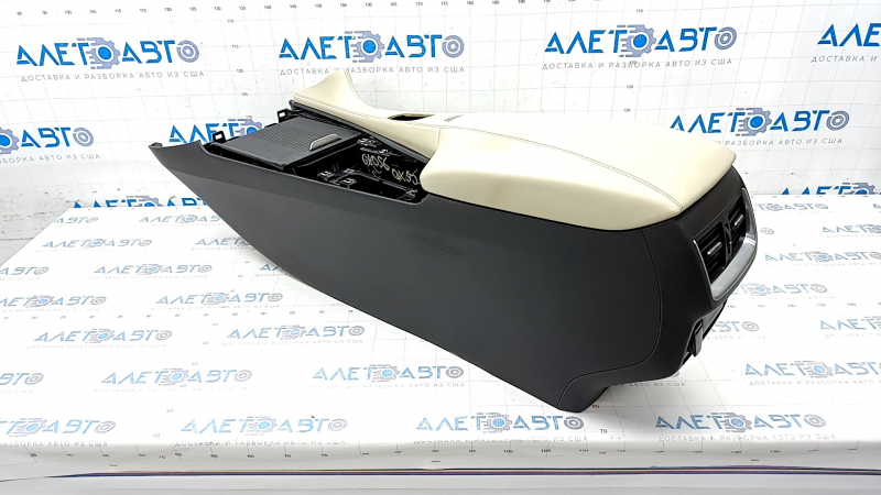 Central console armrest and cup holders Infiniti QX50 19- beige leather scratches, for cleaning