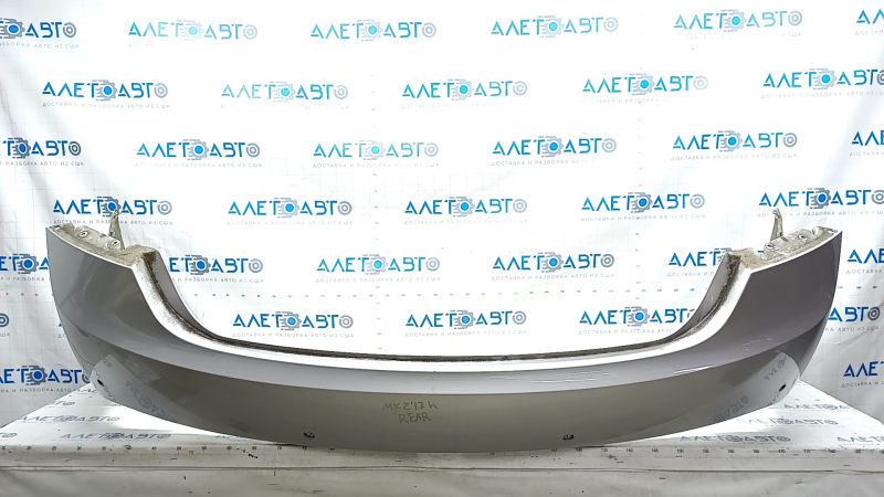 Rear bare bumper Lincoln MKZ 17-20 upper part, for 4 parking sensors, silver, broken mount