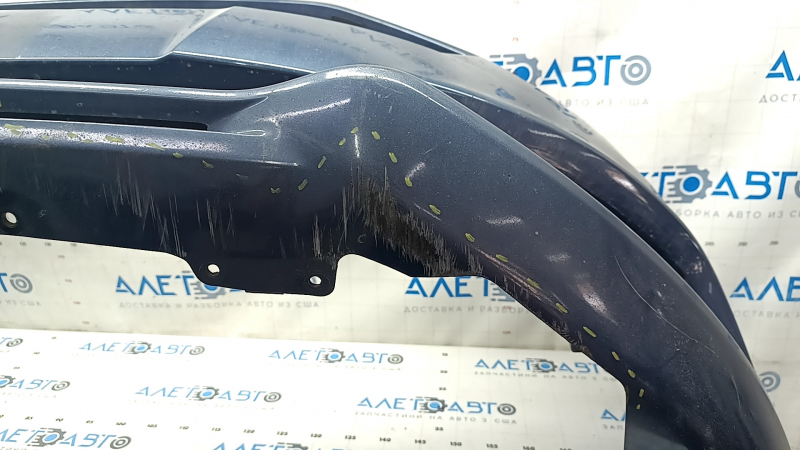 Front bumper bare Ford Fusion mk5 17-18 without parking sensors, blue, scratches, broken jumpers, hole, holes for frame