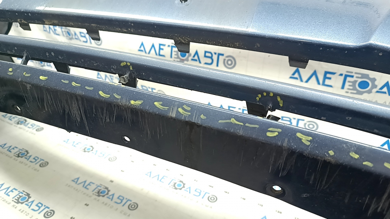 Front bumper bare Ford Fusion mk5 17-18 without parking sensors, blue, scratches, broken jumpers, hole, holes for frame