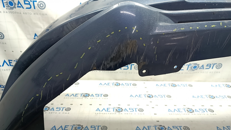Front bumper bare Ford Fusion mk5 17-18 without parking sensors, blue, scratches, broken jumpers, hole, holes for frame
