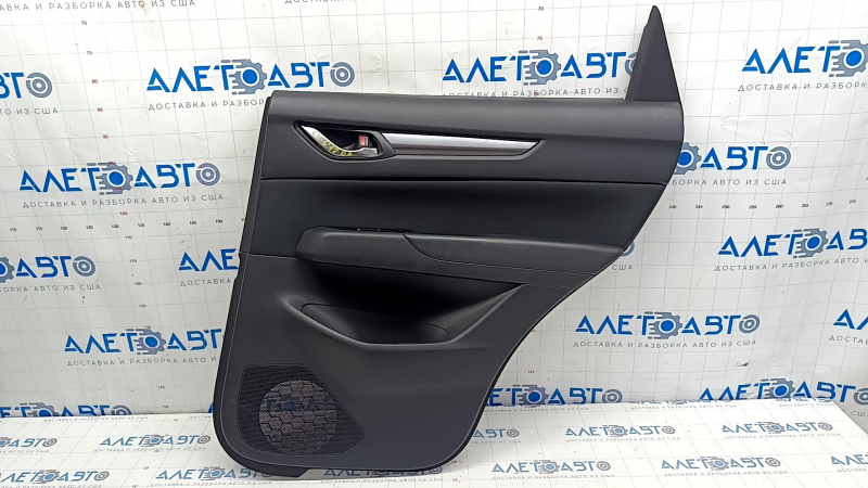 Door trim card rear right Mazda CX-5 17- with black insert leather, armrest leather black, scratches, abrasions