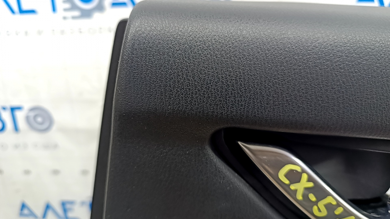Door trim card rear right Mazda CX-5 17- with black insert leather, armrest leather black, scratches, abrasions