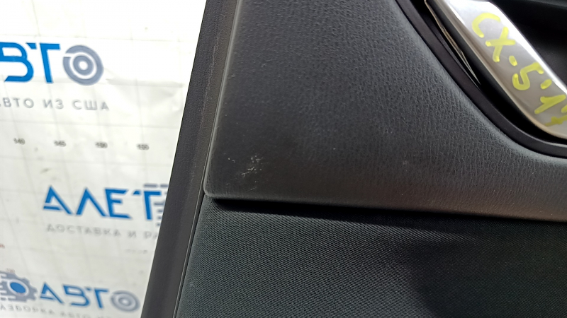 Door trim card rear right Mazda CX-5 17- with black insert leather, armrest leather black, scratches, abrasions