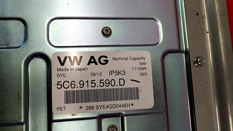 Battery VVB complete VW Jetta 13-16 USA hybrid 91k, no protection