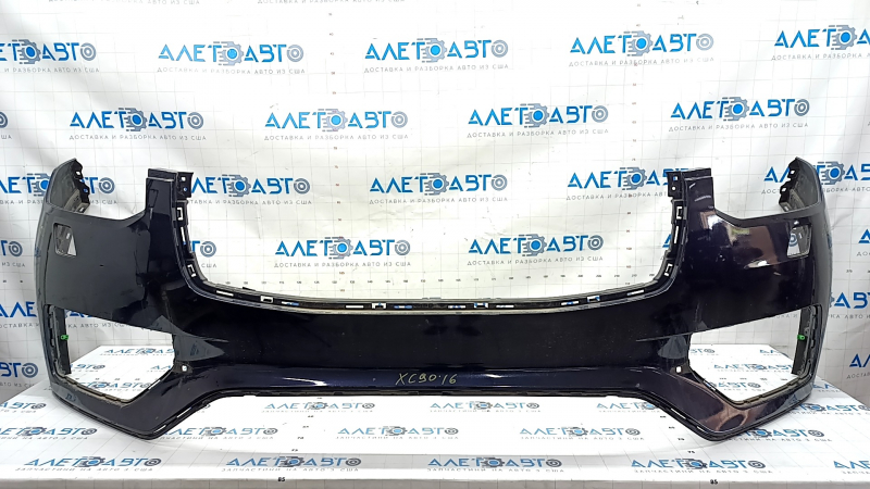 Front bare bumper Volvo XC90 16-19 for headlight washer without park assist, blue, cracks