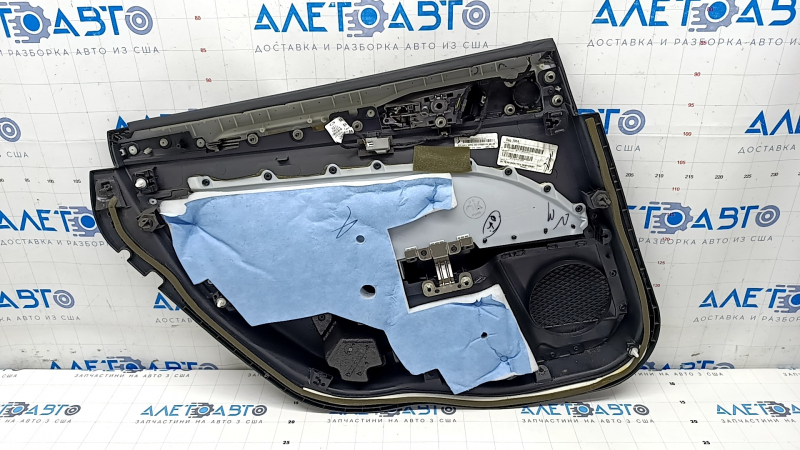 Door trim card rear right Ford Fusion mk5 17-20 black with black insert cloth, armrest leather, molding gray structure